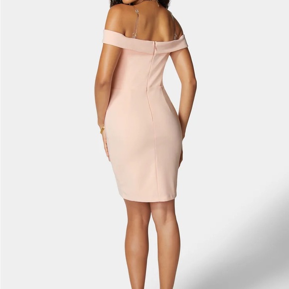 Bebe Off-Shoulder Blush Pink Knit Large Dress - Picture 3 of 6